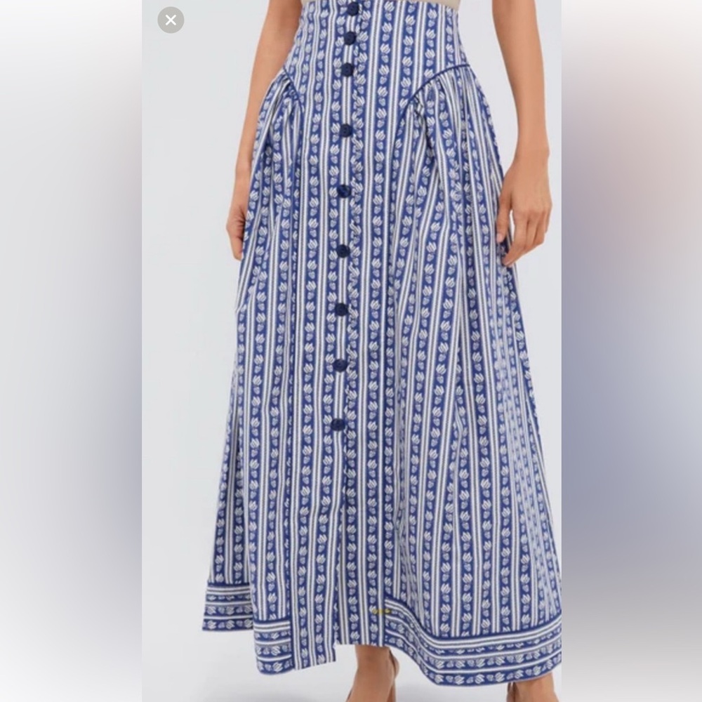 NWT LORETTA CAPONI Women’s Fragaria Londa Skirt Medium M Blue Floral Tuckernuck